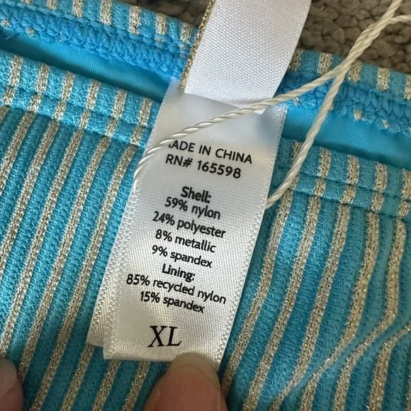 Mindy x Andie Swim The Bikini Bottom in Splash Blue Size XL Sustainable - Picture 2 of 6